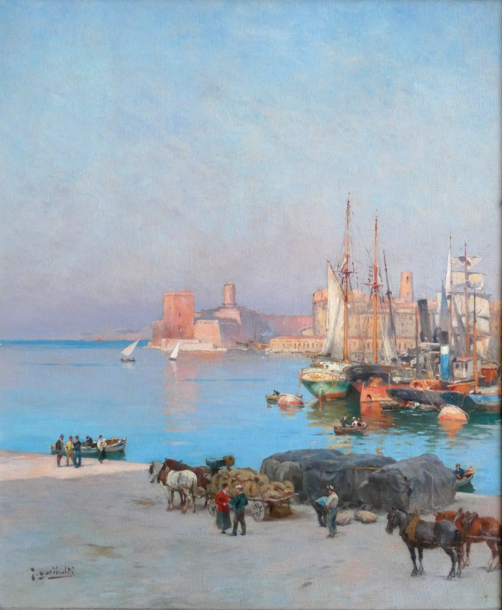 Joseph Garibaldi (1863-1941) le matin sur le Vieux Port de Marseille