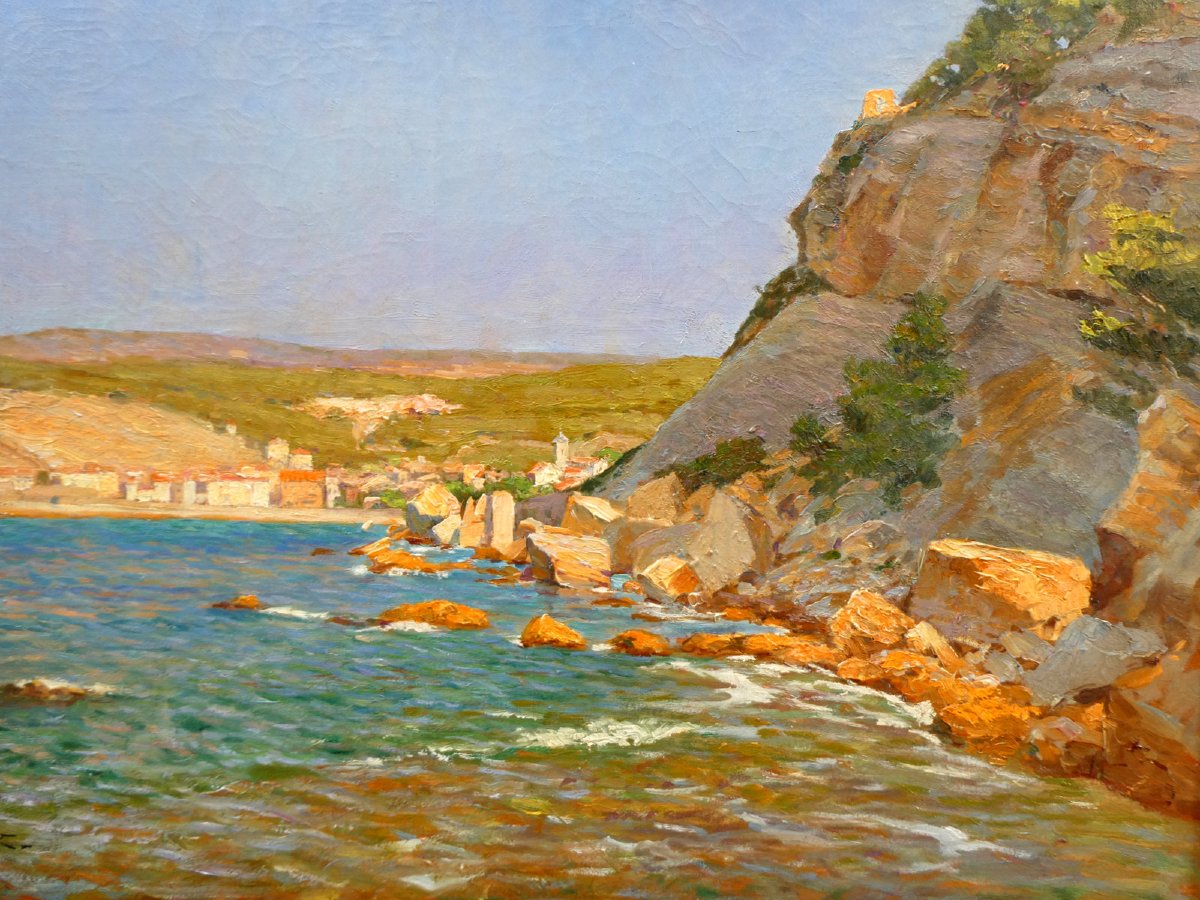 Edouard Crémieux (1856-1944) Sous le Chateau de Cassis-photo-3