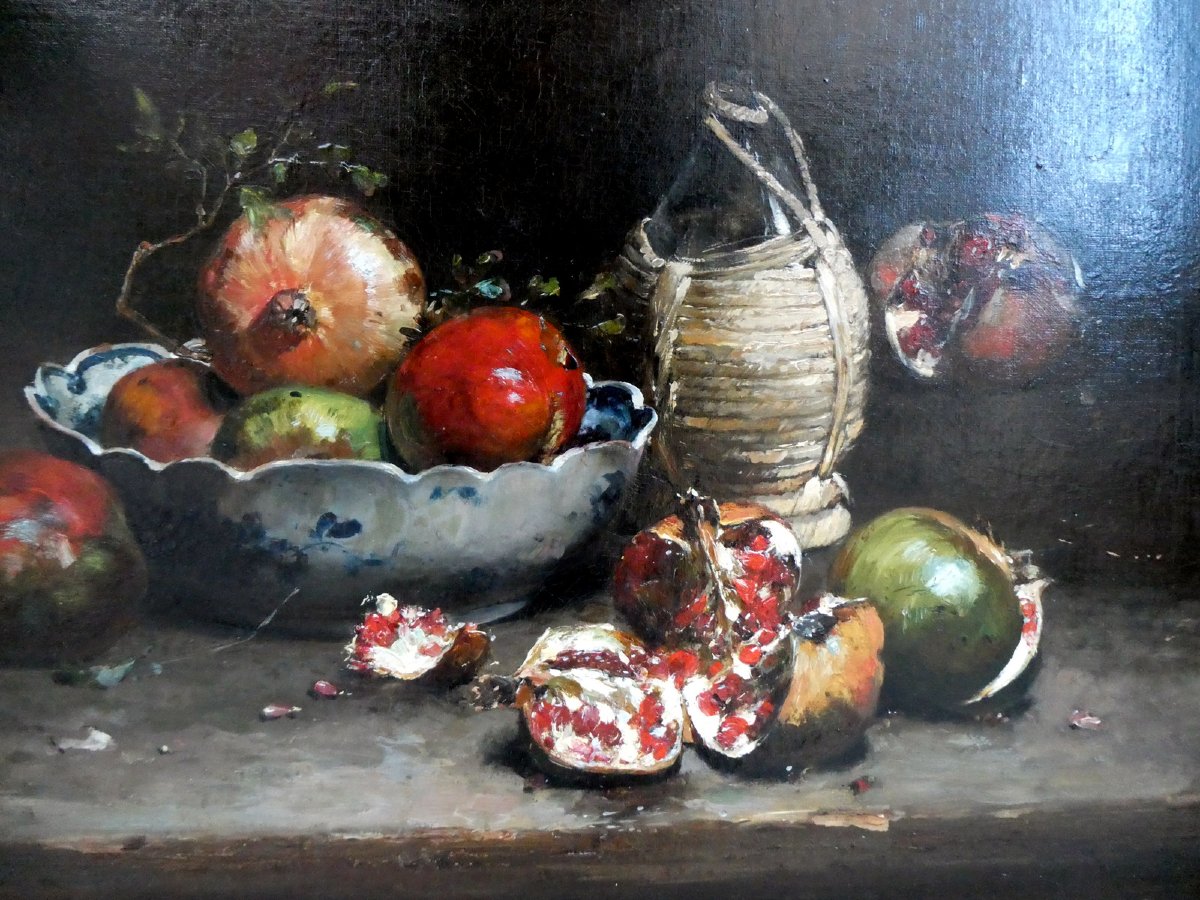 Jean-baptiste Olive (1848–1936) Still Life With Burst Pomegranates-photo-4
