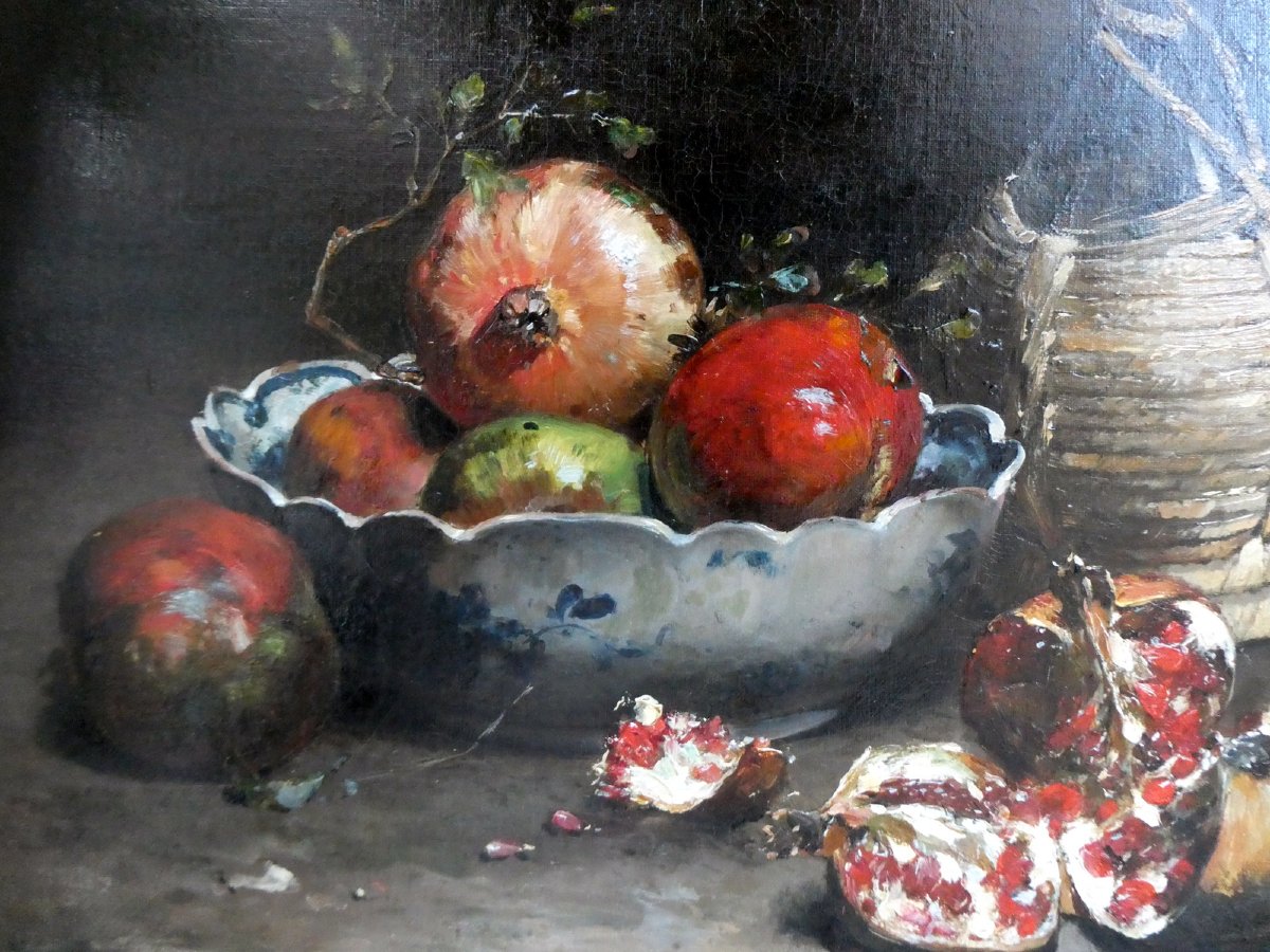 Jean-baptiste Olive (1848–1936) Still Life With Burst Pomegranates-photo-2