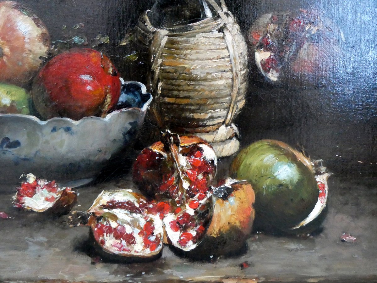 Jean-baptiste Olive (1848–1936) Still Life With Burst Pomegranates-photo-3