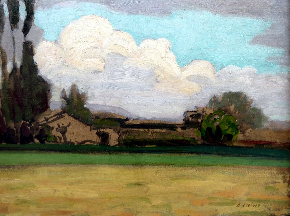 Alfred Lesbros (1873–1940) Landscape With Poplars-photo-3