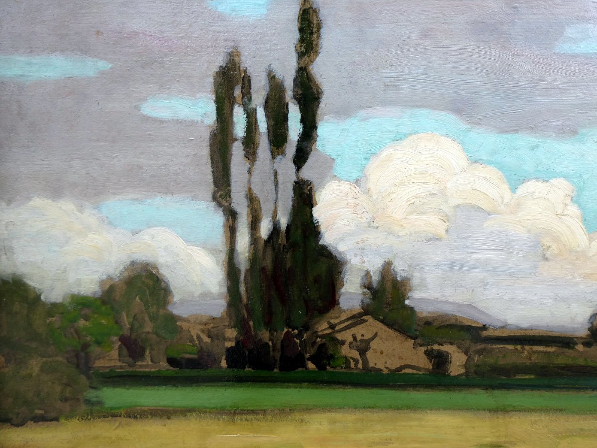 Alfred Lesbros (1873–1940) Landscape With Poplars-photo-4