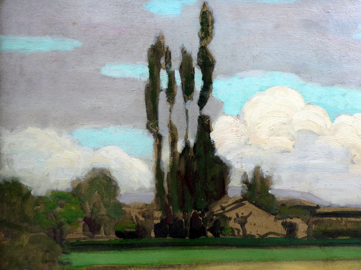 Alfred Lesbros (1873–1940) Landscape With Poplars-photo-1