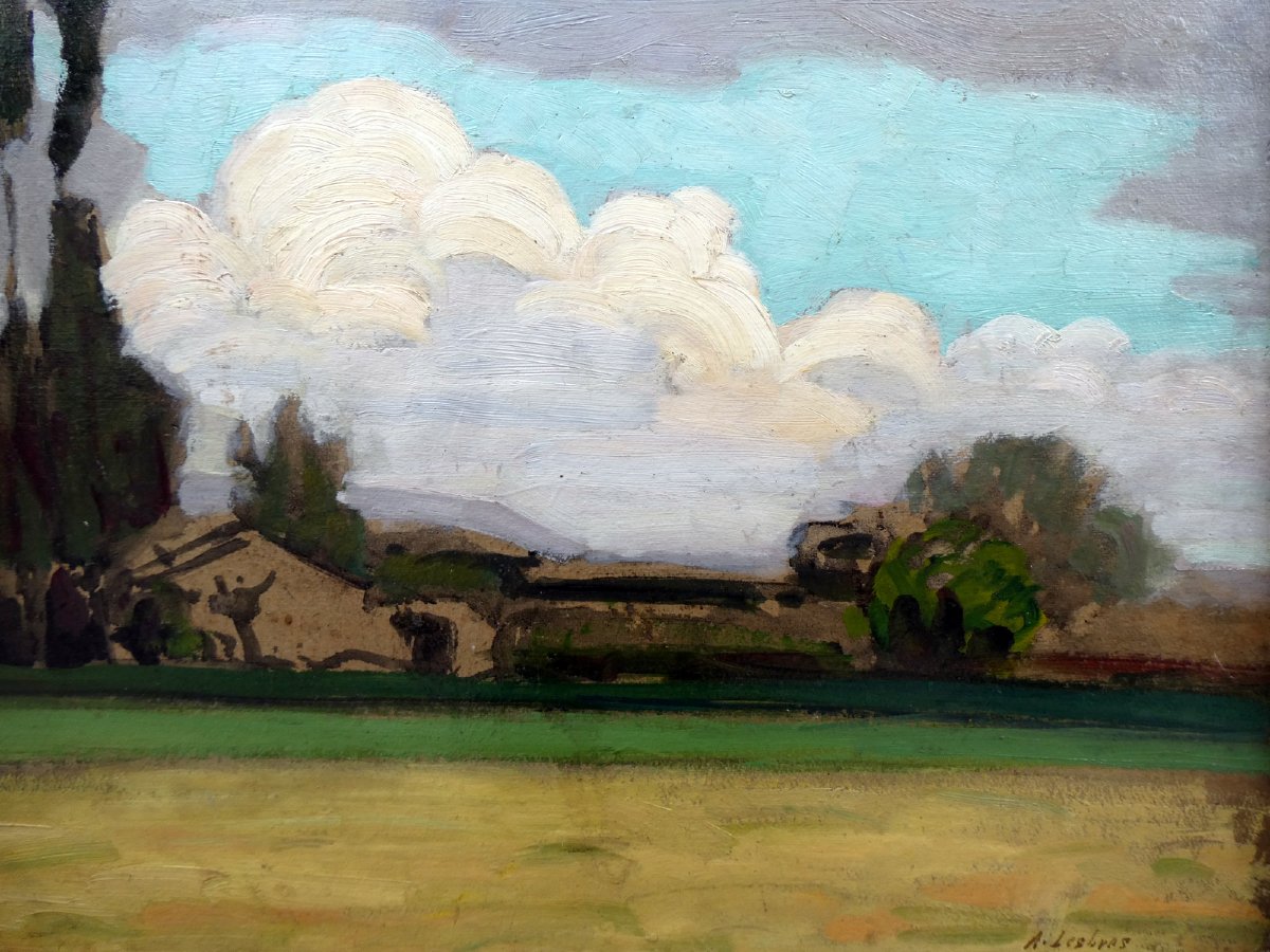 Alfred Lesbros (1873–1940) Landscape With Poplars-photo-2