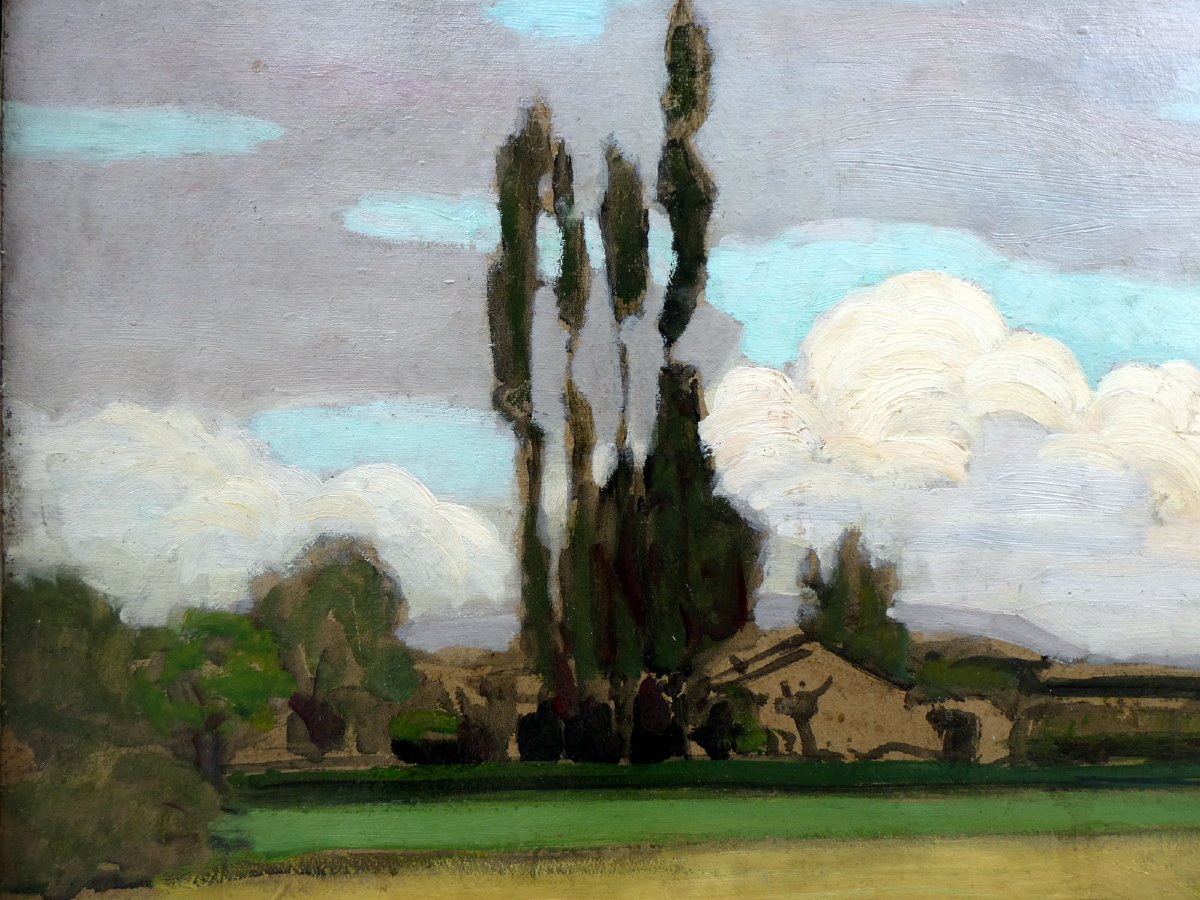 Alfred Lesbros (1873–1940) Landscape With Poplars-photo-4