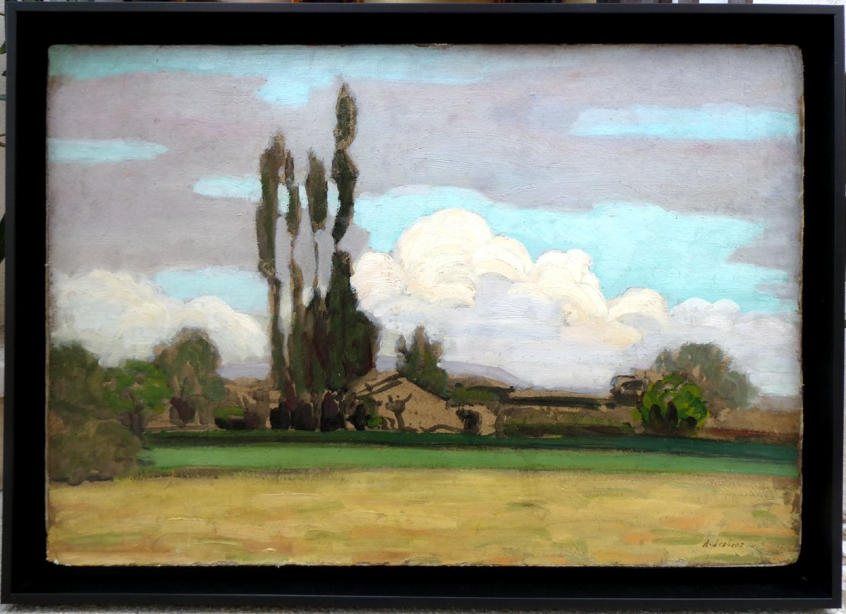Alfred Lesbros (1873–1940) Landscape With Poplars-photo-6