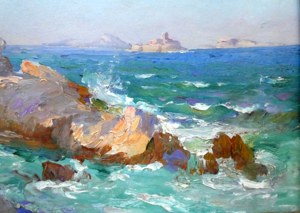 Jules Brunetaut (1871–1957) Seaside In Marseille-photo-3