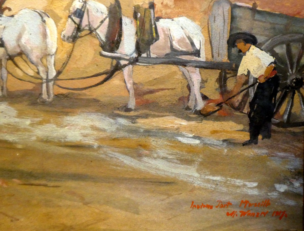 August Eduard Wenzel (1895-1971) Travaux sur le Vieux Port de Marseille-photo-4