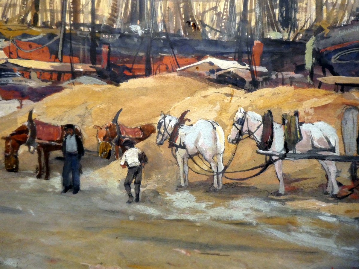 August Eduard Wenzel (1895-1971) Travaux sur le Vieux Port de Marseille-photo-1