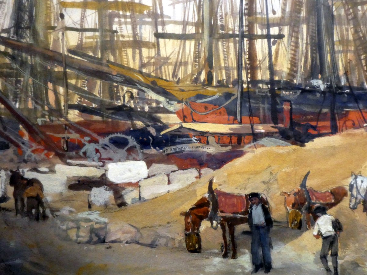 August Eduard Wenzel (1895-1971) Travaux sur le Vieux Port de Marseille-photo-2