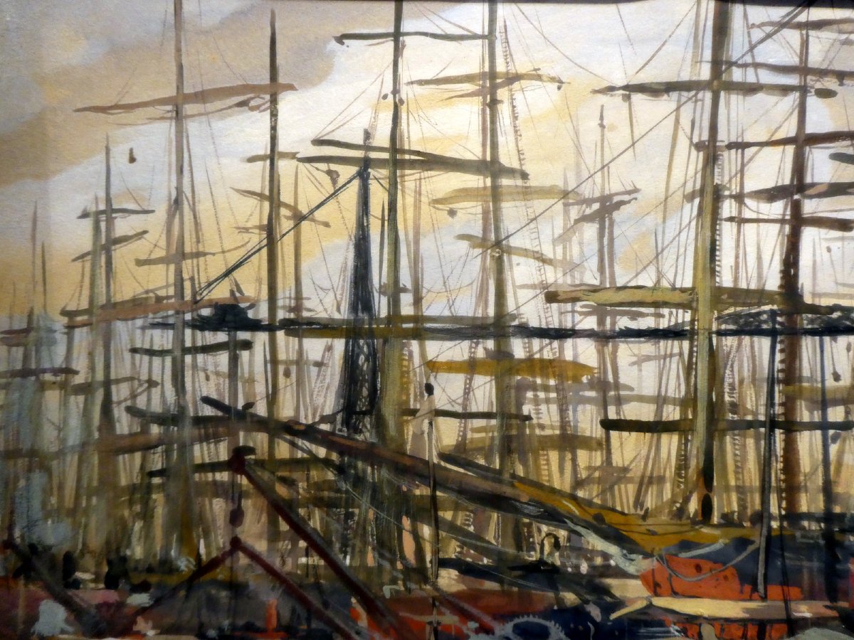 August Eduard Wenzel (1895-1971) Travaux sur le Vieux Port de Marseille-photo-3