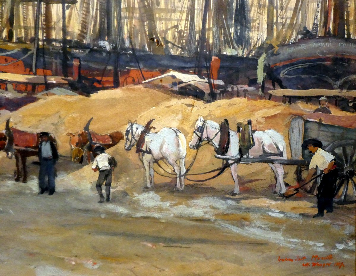 August Eduard Wenzel (1895-1971) Travaux sur le Vieux Port de Marseille-photo-5