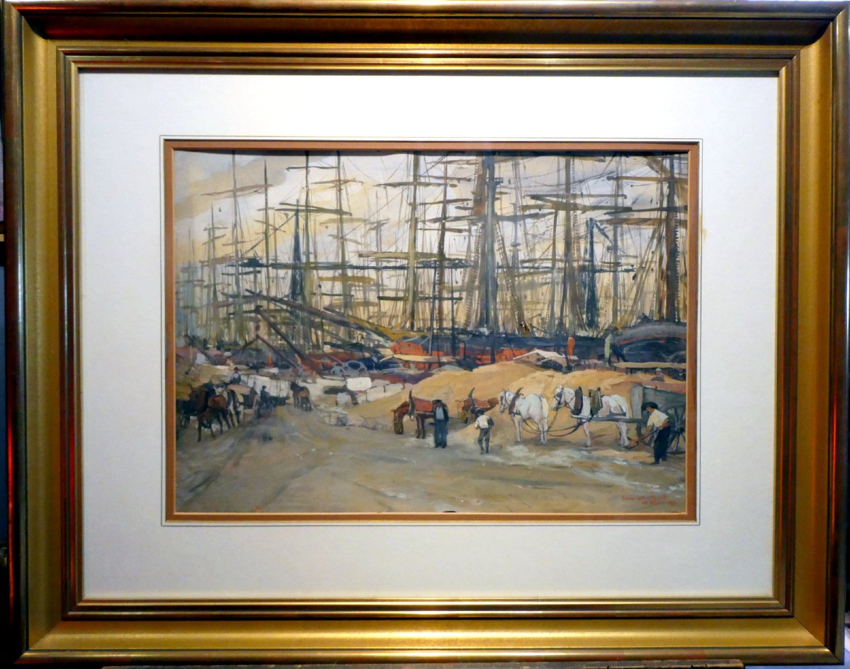 August Eduard Wenzel (1895-1971) Travaux sur le Vieux Port de Marseille-photo-6