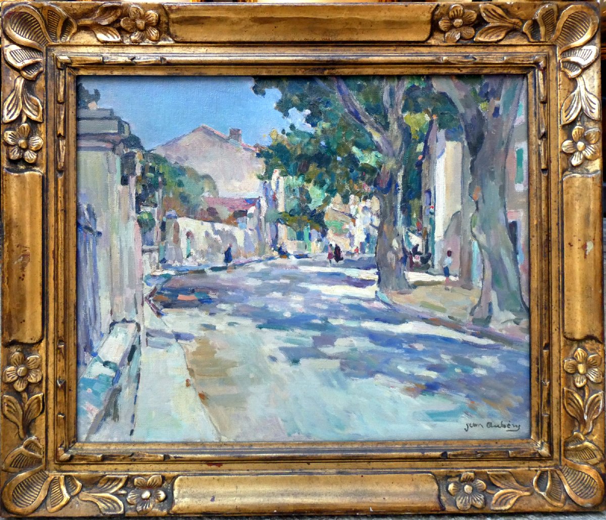 Jean Aubery (1880-1952) rue provençale ensoleillée-photo-2