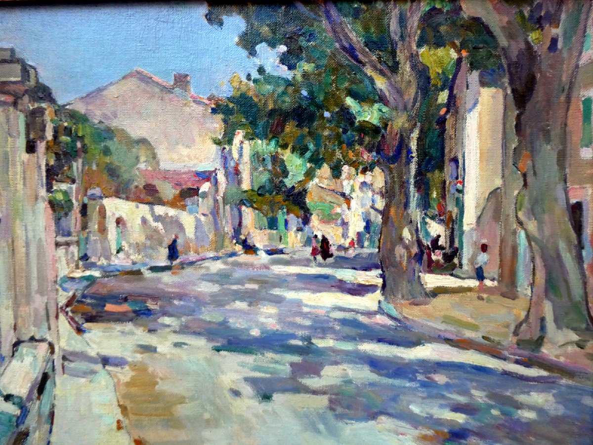 Jean Aubery (1880-1952) rue provençale ensoleillée-photo-4