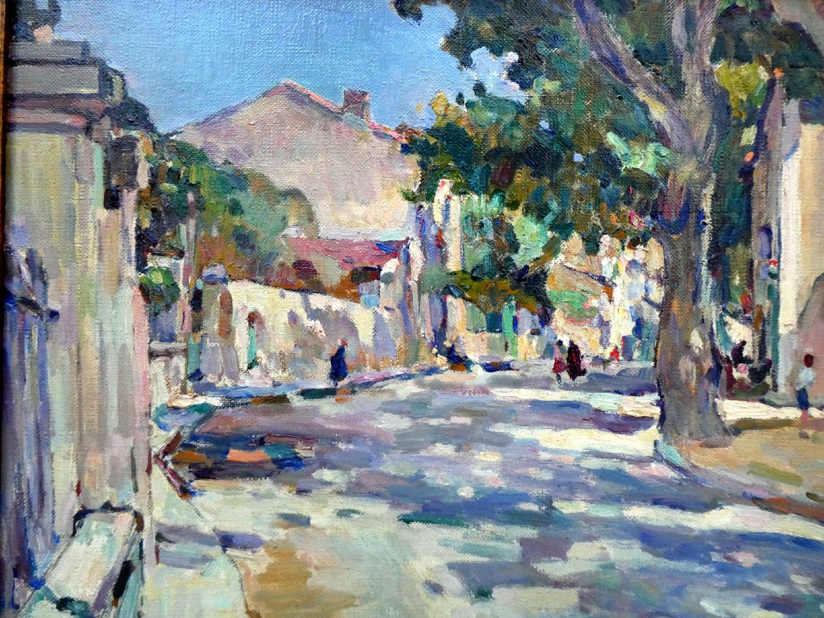 Jean Aubery (1880-1952) rue provençale ensoleillée-photo-1