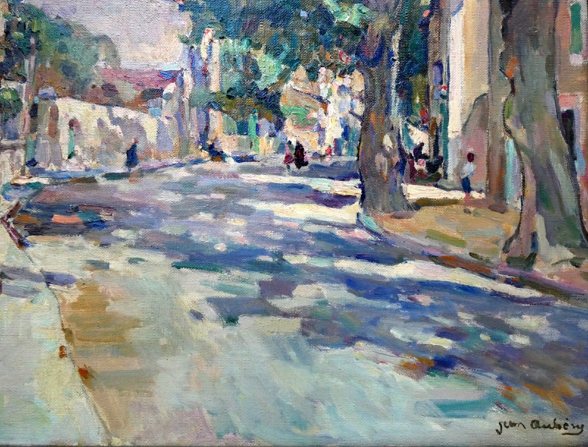 Jean Aubery (1880-1952) rue provençale ensoleillée-photo-3