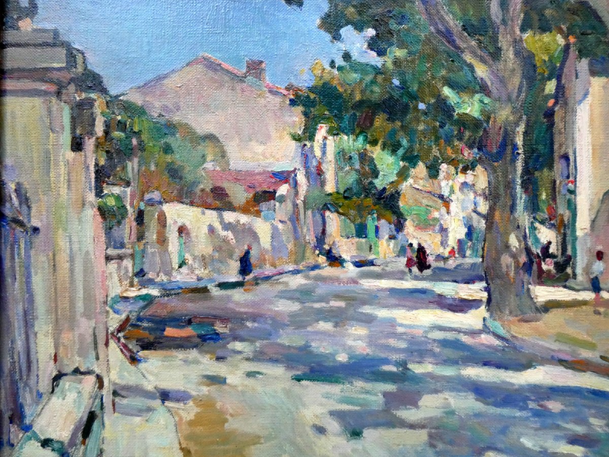 Jean Aubery (1880-1952) rue provençale ensoleillée-photo-4