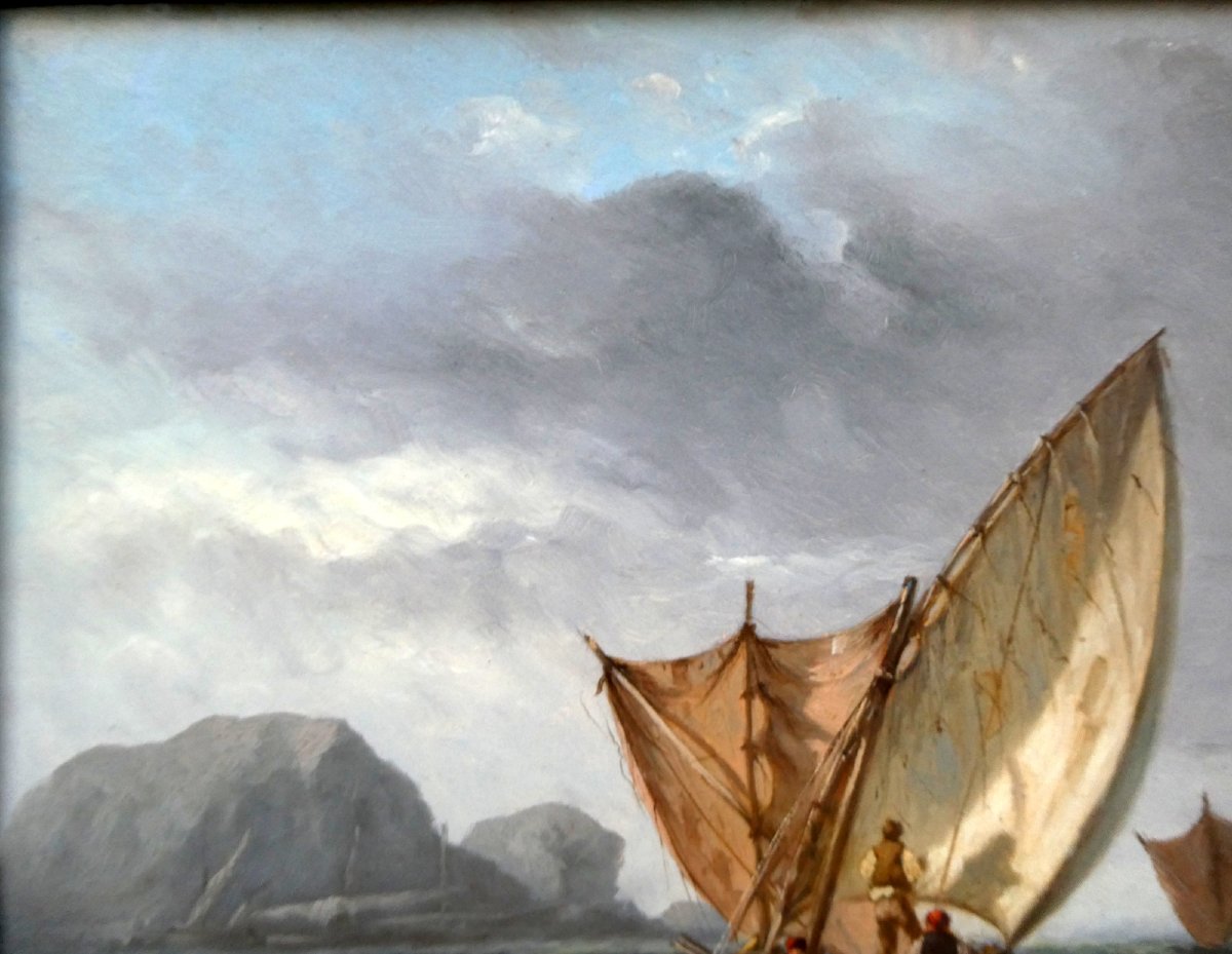 Joseph Suchet (1824-1896) Scène de pêche en mer aux environs des Goudes à Marseille-photo-3