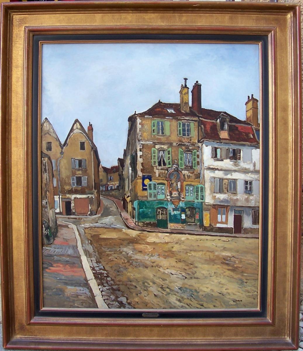 Marcel Leprin (1891-1933) Paris Montmartre Carrefour à la Boutique Verte