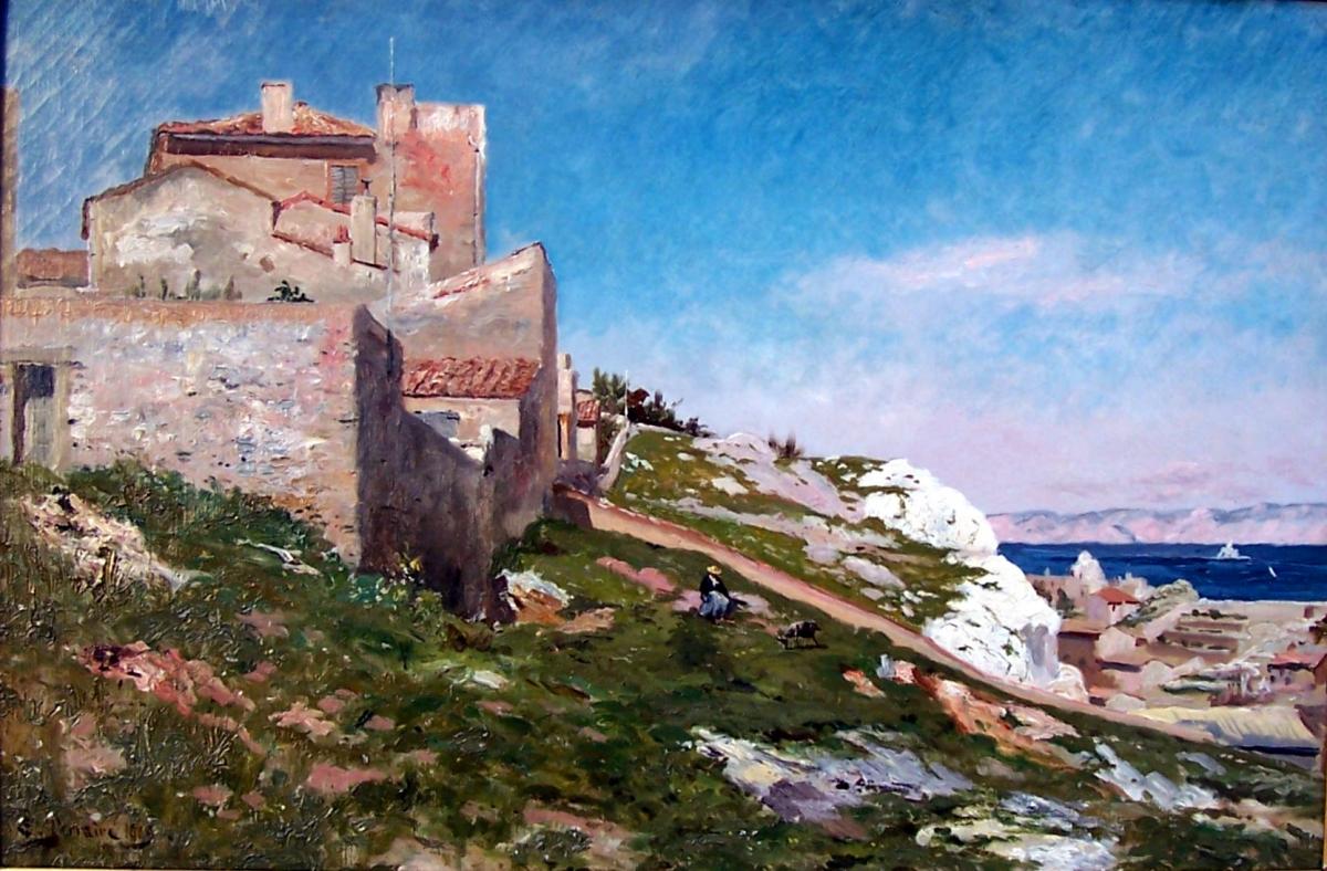 Clovis Terraire (1858-1931) La Vieille Ferme au dessus du Vallon des Auffes à Marseille