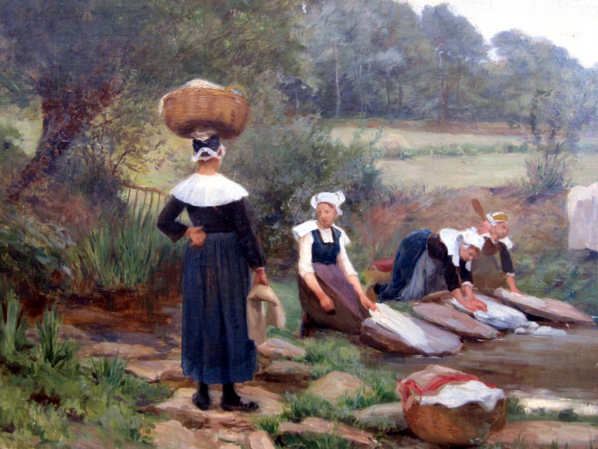 Théophile Deyrolle (1844-1923) Breton Washerwomen-photo-1