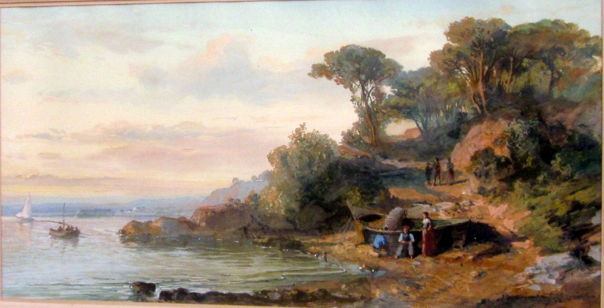 Luc Raphaël Ponson (1835-1904) Personnages Au Bord De Mer-photo-2