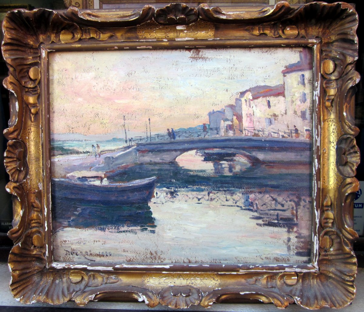 Edouard Ducros (1856-1936) Bridge Over The Canal Of Martigues