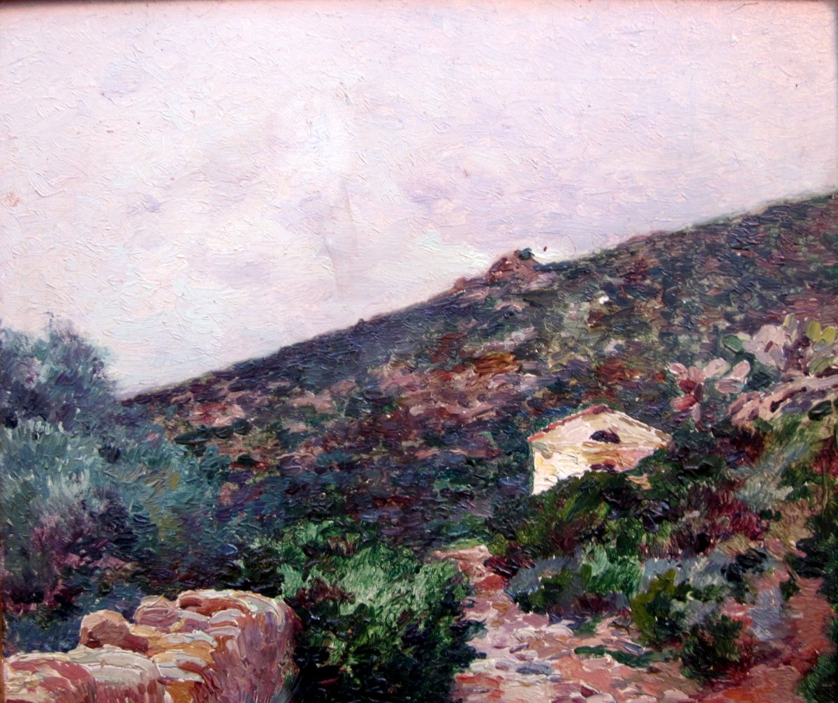 David Dellepiane (1866-1932) Cabanon Dans Un Paysage Provençal-photo-3