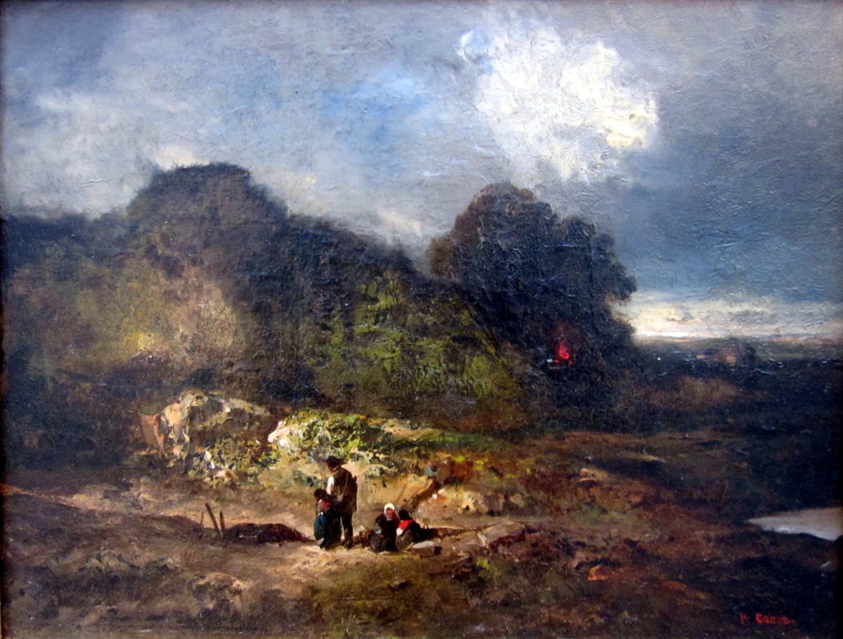 Paul Camoin (1816-1889) Peasants' Stop At Dusk-photo-4