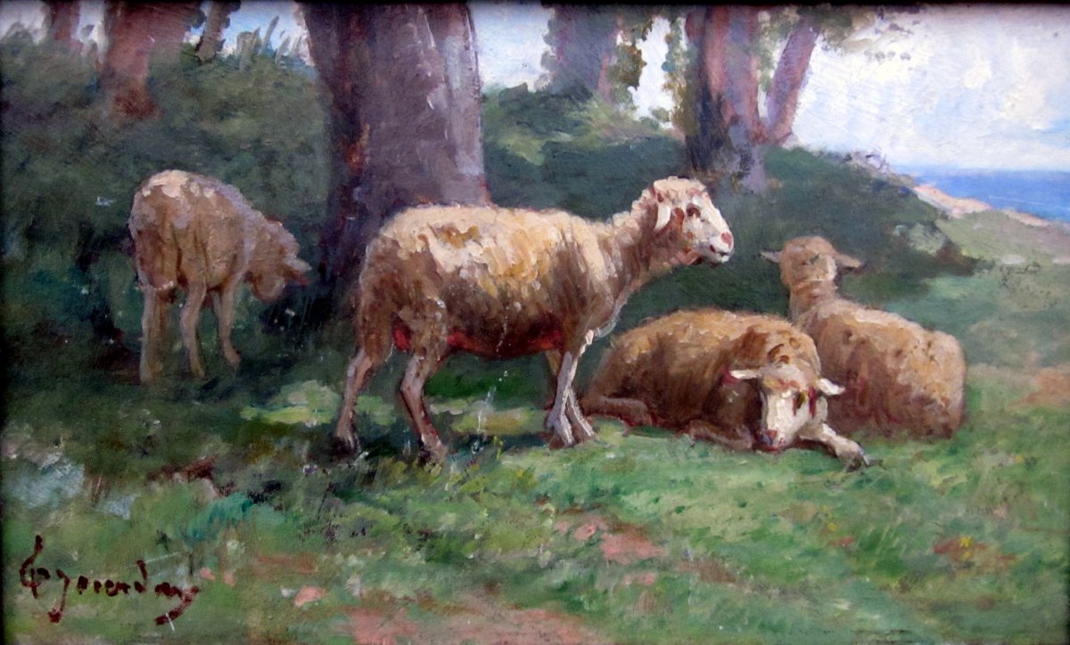 Théodore Jourdan (1833-1908) Moutons Au Repos-photo-4