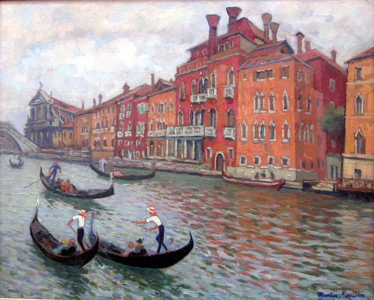 Jacques Martin Ferrières (1893-1972) Venice, The Red Palaces-photo-2