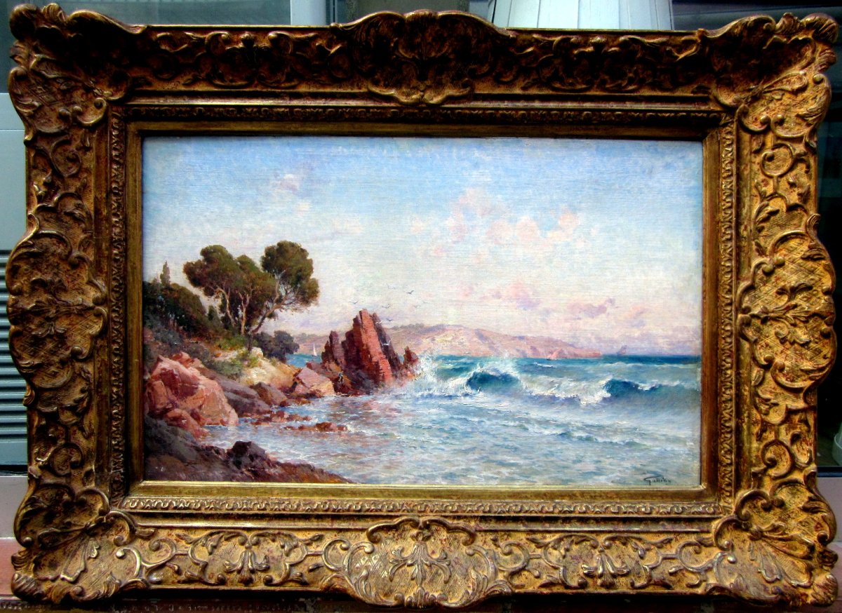 Octave Gallian (1855-1918) Bord De Mer Au Cap Brun à Toulon