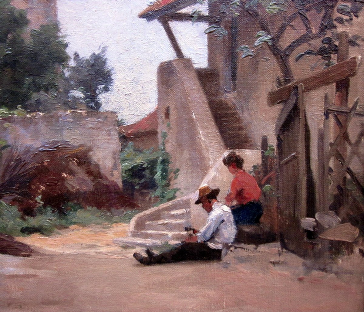 Joseph Garibaldi (1863-1941) Couple De Paysans Devant Le Bastidon -photo-4