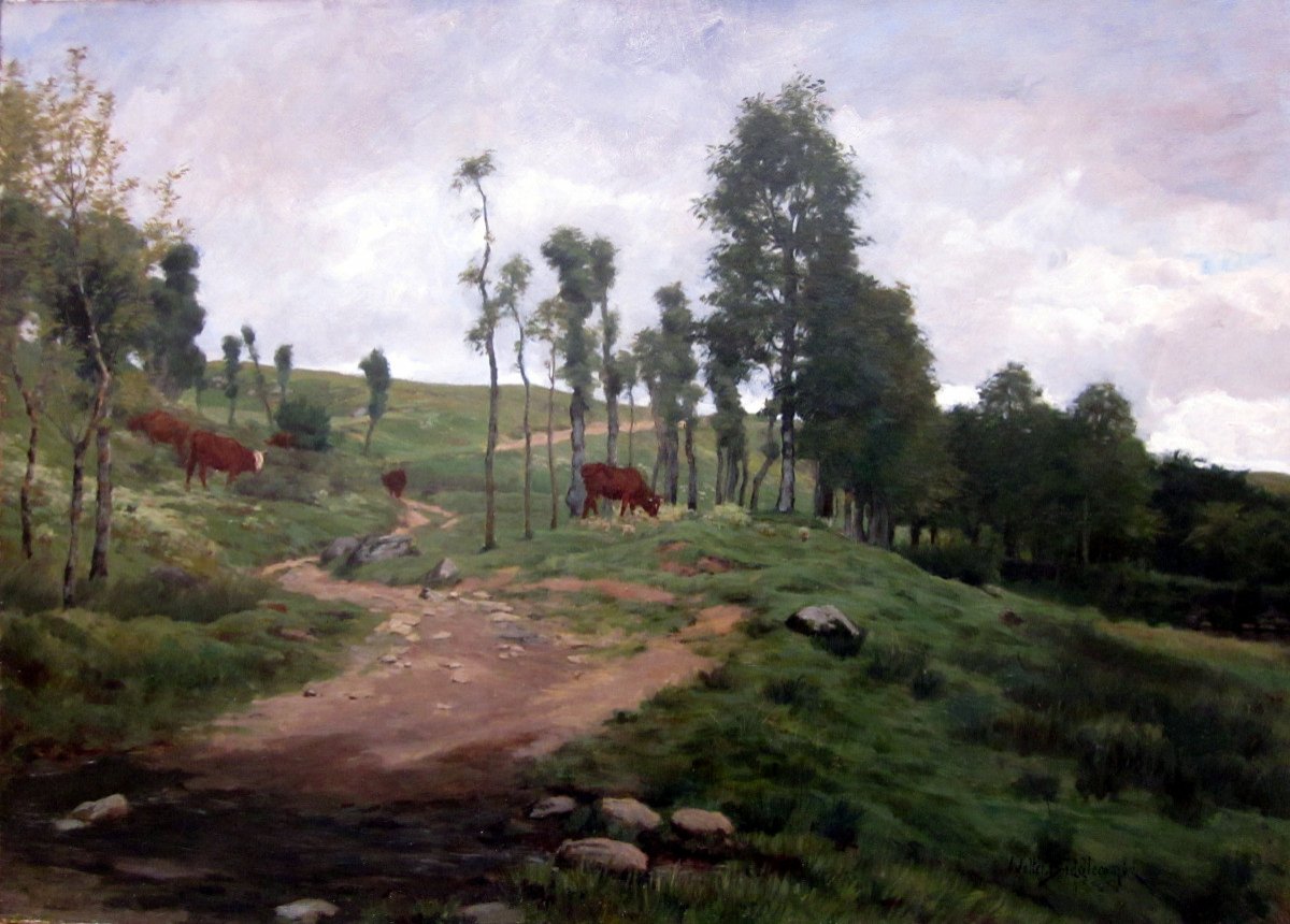 Walter Biddlecombe (1855-1903) Landscape With Cows-photo-1