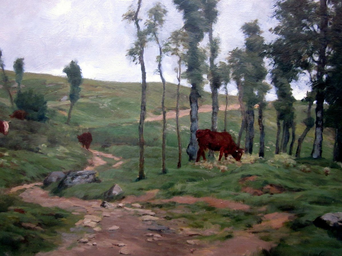 Walter Biddlecombe (1855-1903) Landscape With Cows-photo-3