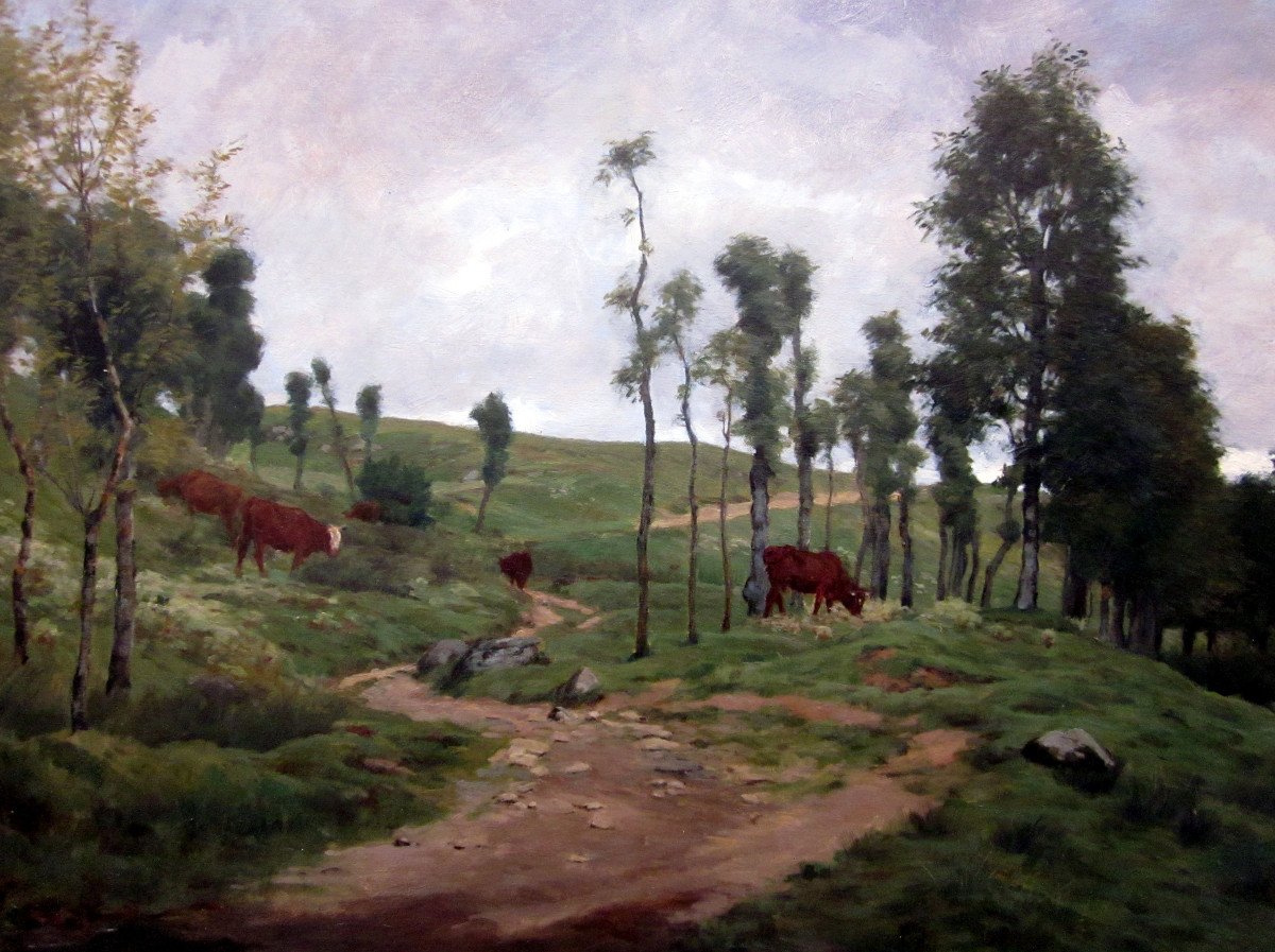 Walter Biddlecombe (1855-1903) Landscape With Cows-photo-4