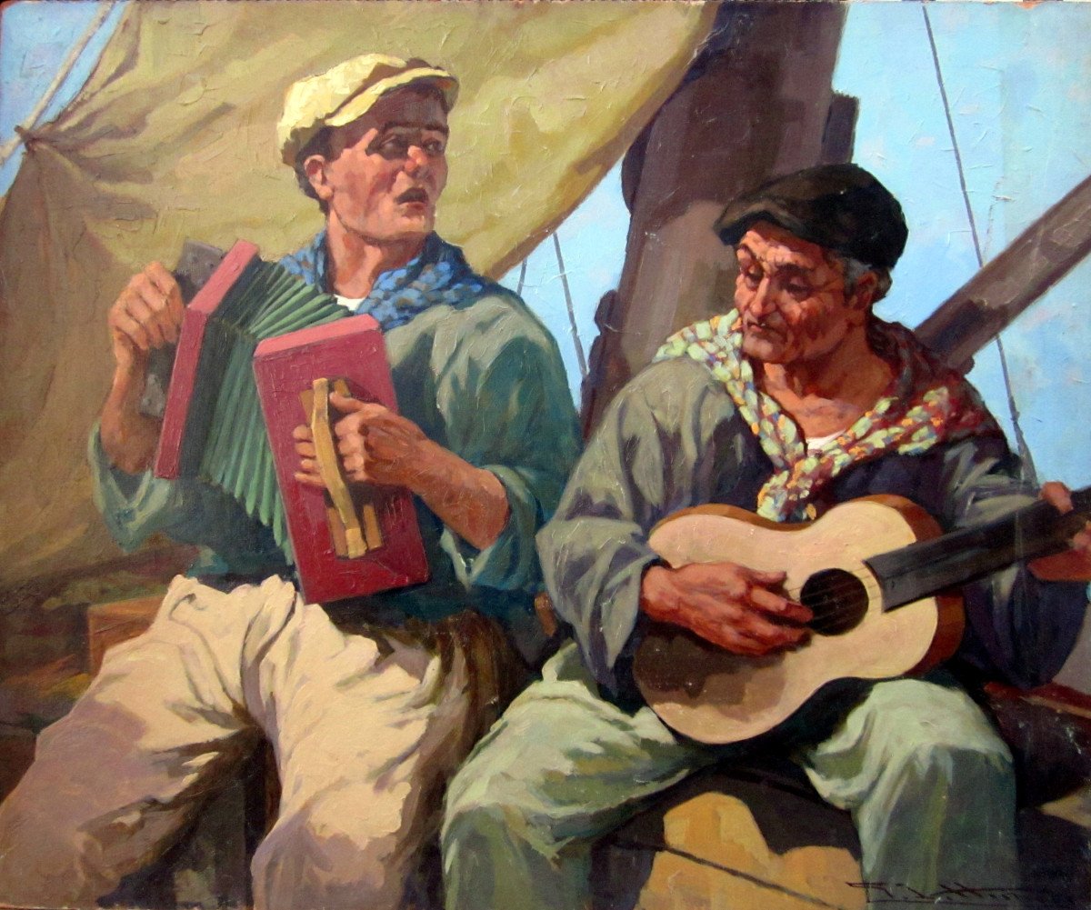 Giulio Vittini (1888-1968) The Musicians Sailors-photo-4