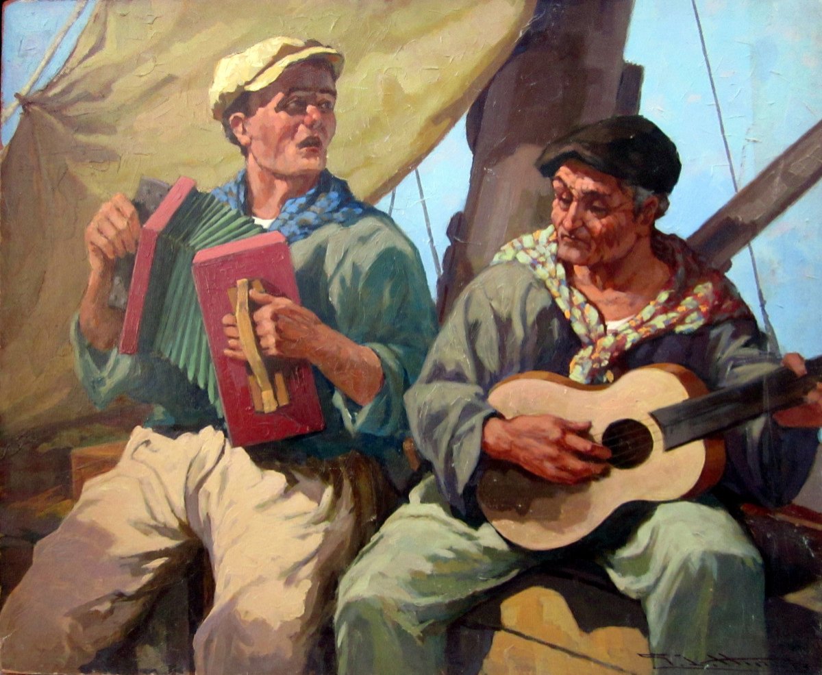 Giulio Vittini (1888-1968) The Musicians Sailors