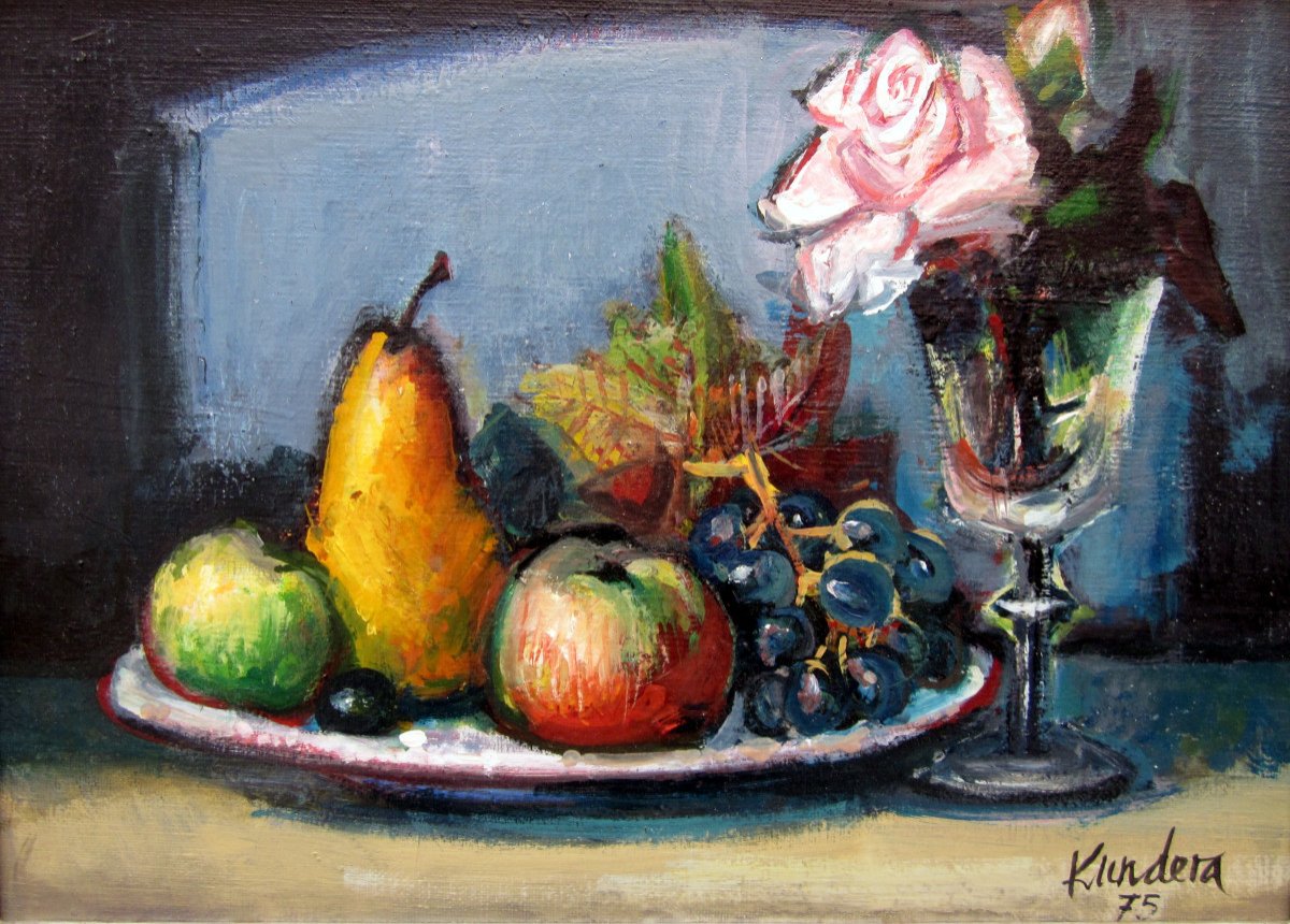 Rudolf Kundera (1911-2005) Nature Morte Aux Fruits Et à La Rose