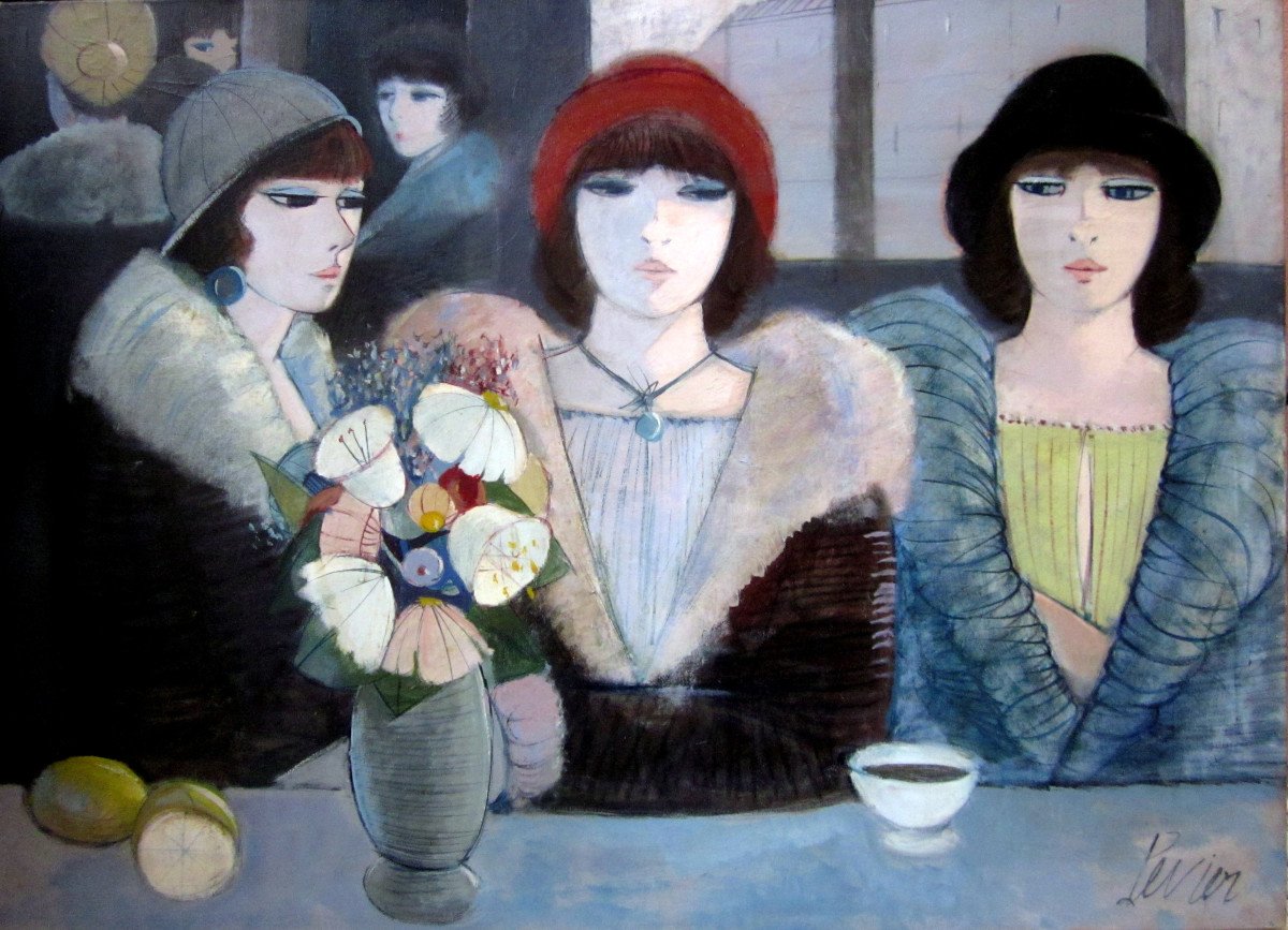 Charles Levier (1920-2003) Elegant At The Tea Room