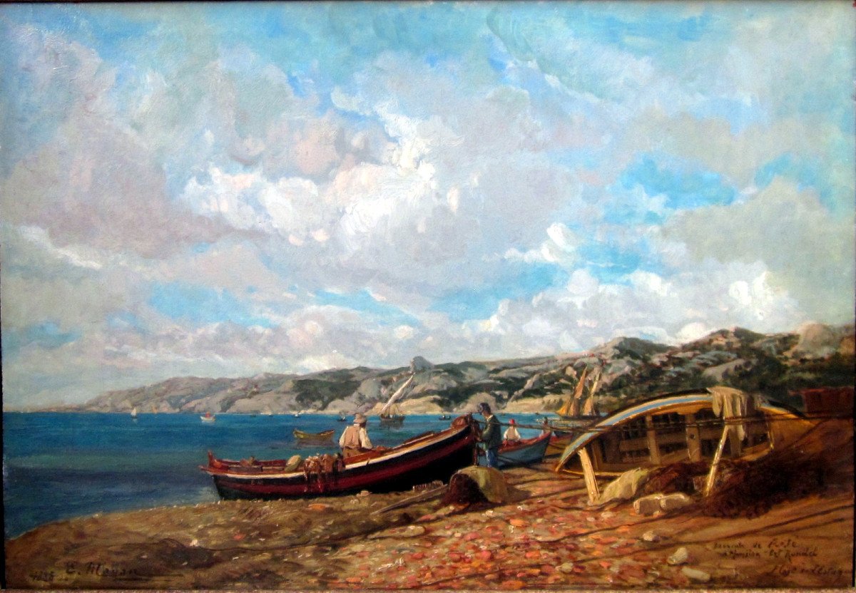 Eugène François Mayan (19th-20th) Fishermen On The Beach Of l'Estaque-photo-3