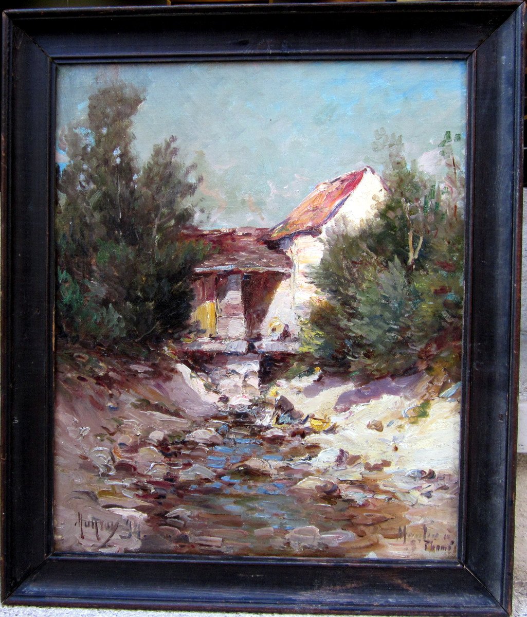 Charles Malfroy (1862-1918) Lavandière Devant Un  Moulin à Saint Thomé Dans l'Ardèche-photo-3