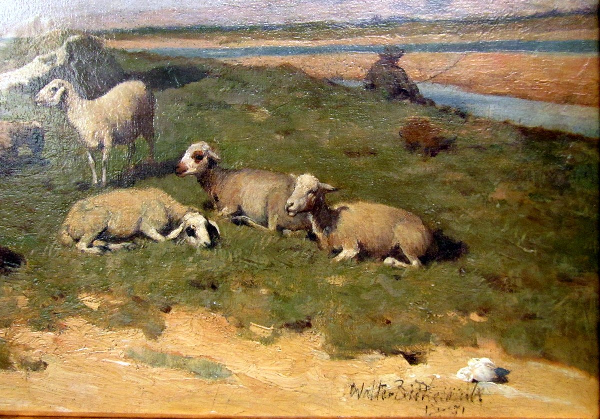 Walter Biddlecombe (1855-1903) Shepherd And His Flock In The Durance Valley-photo-2