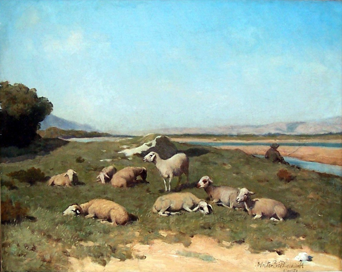 Walter Biddlecombe (1855-1903) Shepherd And His Flock In The Durance Valley-photo-4