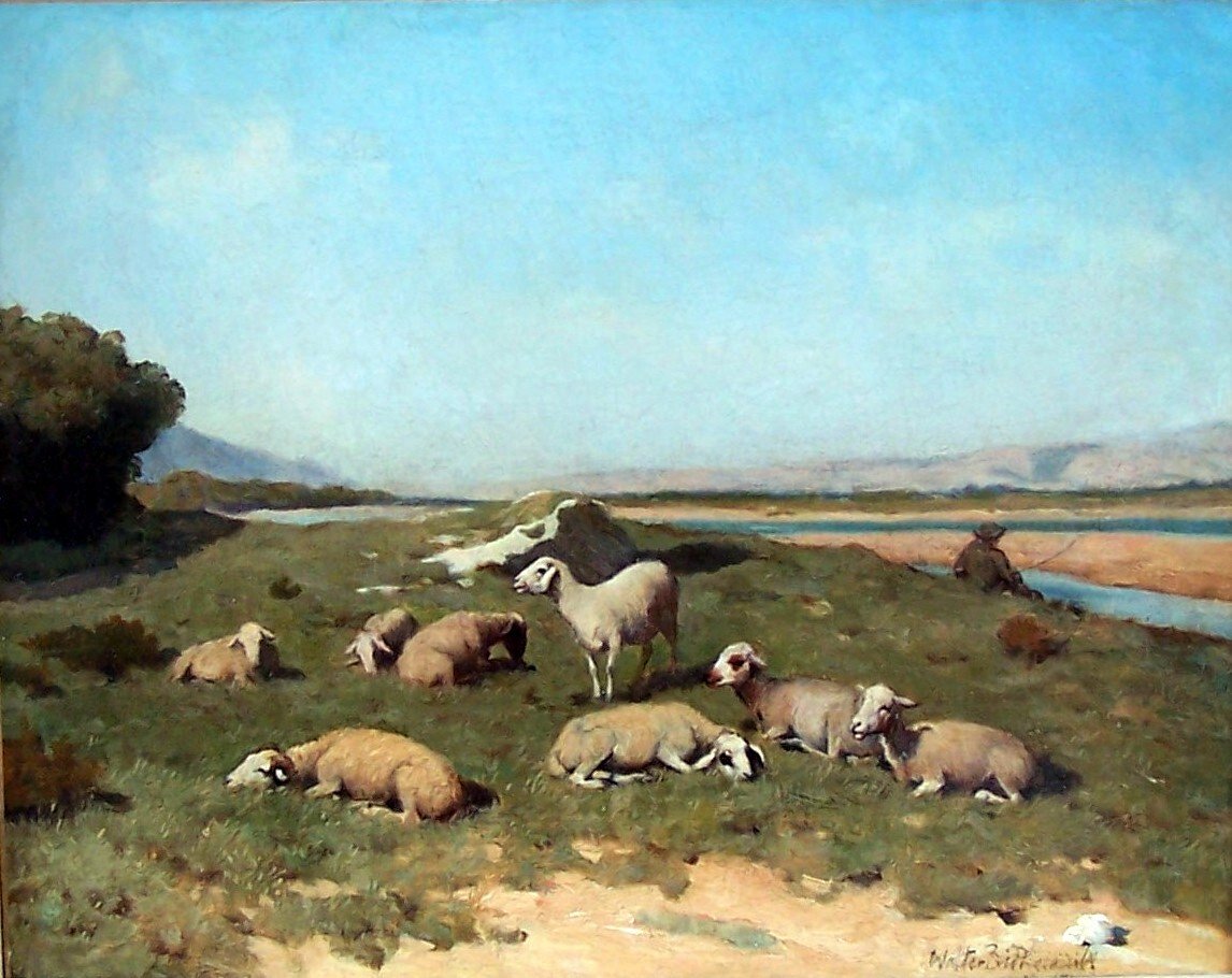 Walter Biddlecombe (1855-1903) Shepherd And His Flock In The Durance Valley
