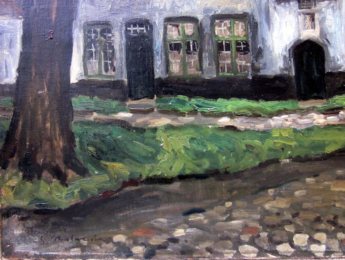 Gaston Balande (1880-1971) The Beguinage Of Bruges - De Wijngaard-photo-3