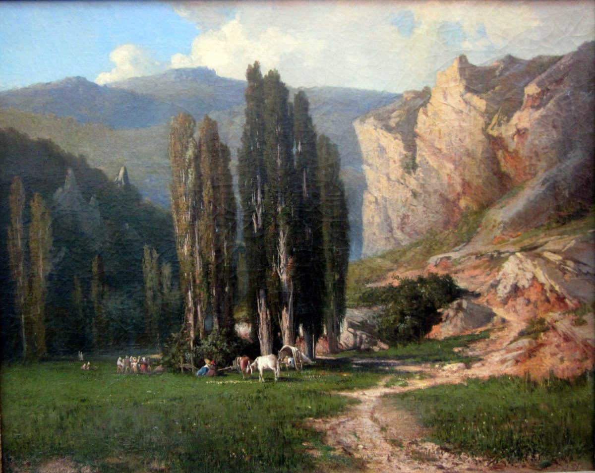 Louis Edouard Cauvin (1816-1900) Déjeuner Surl'herbe Dans Le Haut Var-photo-1