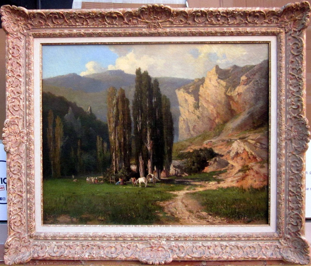 Louis Edouard Cauvin (1816-1900) Déjeuner Surl'herbe Dans Le Haut Var-photo-3